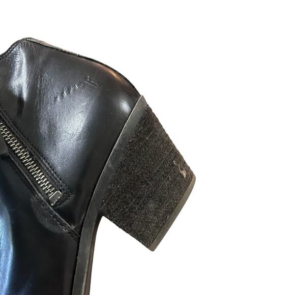Frye Judith Zip Boot Black leather double zip stacked heel women's size 10 - Picture 12 of 13